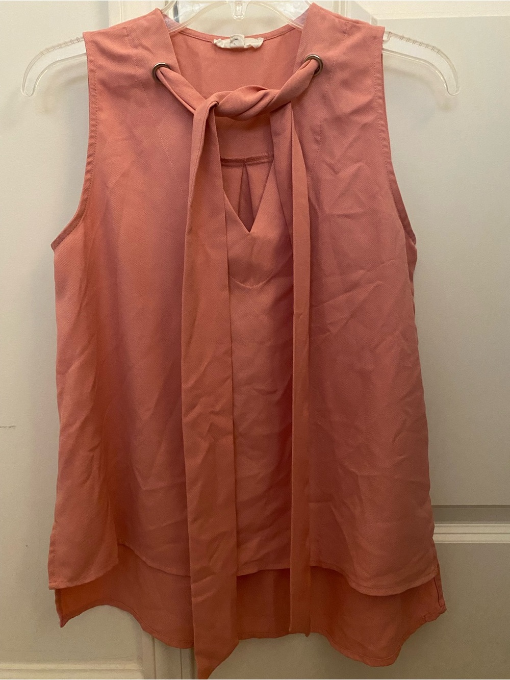 Small Sleeveless Tie-Neck Blouse - Dusty Rose